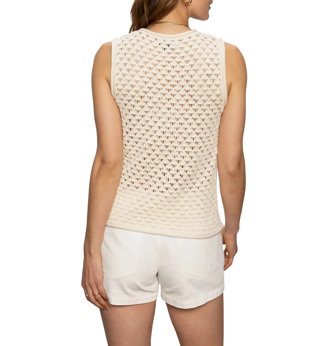 Sanctuary Women's Cotton Open-Stitch Sleeveless Tank MSRP $69