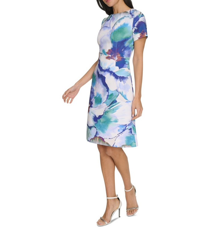 Calvin Klein Plus Size Printed Short-Sleeve A-Line Dress MSRP $139