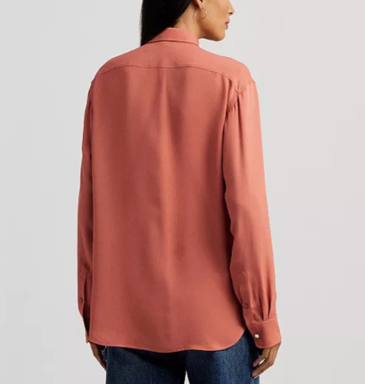 Lauren Ralph Lauren Crepe de Chine Shirt MSRP $245