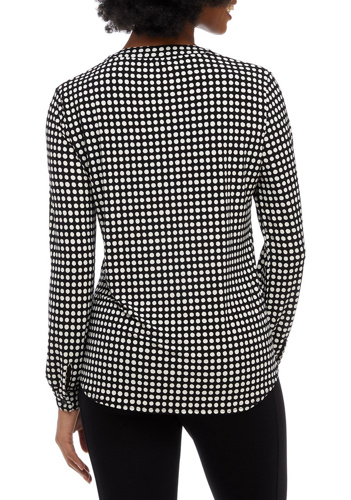 Anne Klein Women's Split-Neck Pearl-Dot Top MSRP $69