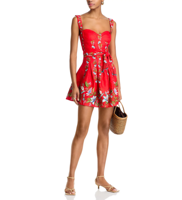 FARM Rio Sweet Bloom Bouquet Red Sleeveless Mini Dress MSRP $210