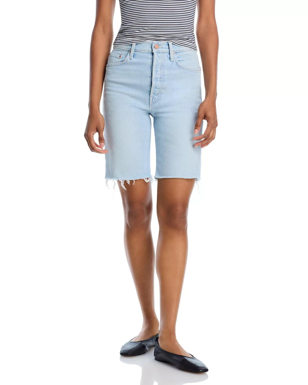 MOTHER Rider High Rise Denim Bermuda Shorts MSRP $228