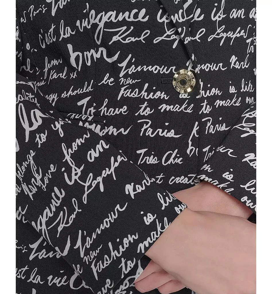 Karl Lagerfeld Paris Women's Printed Script Blazer - Black White MSRP $189