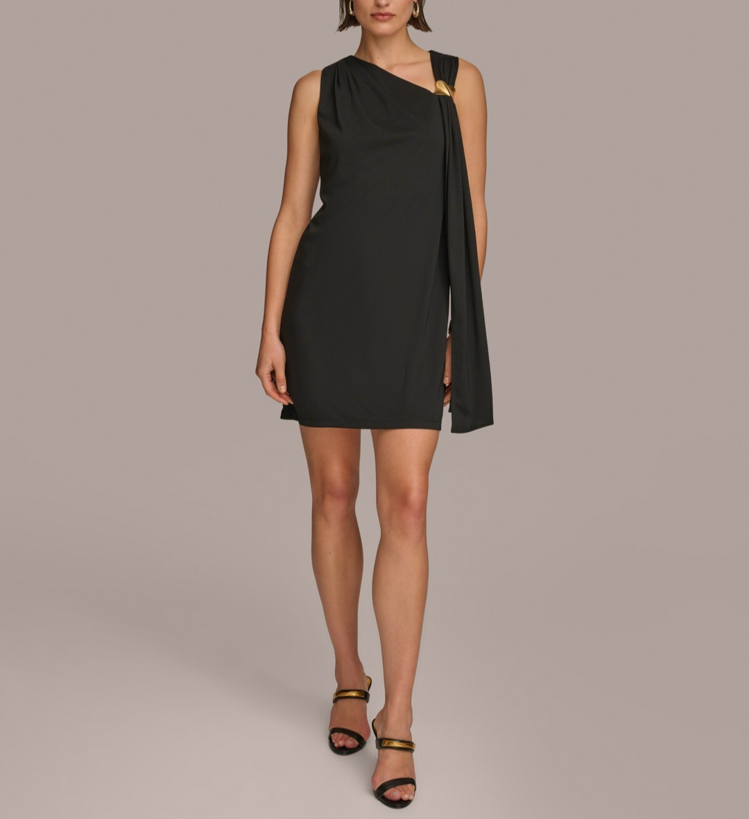 Donna Karan Hardware-Trim Draped Sheath Dress MSRP $139