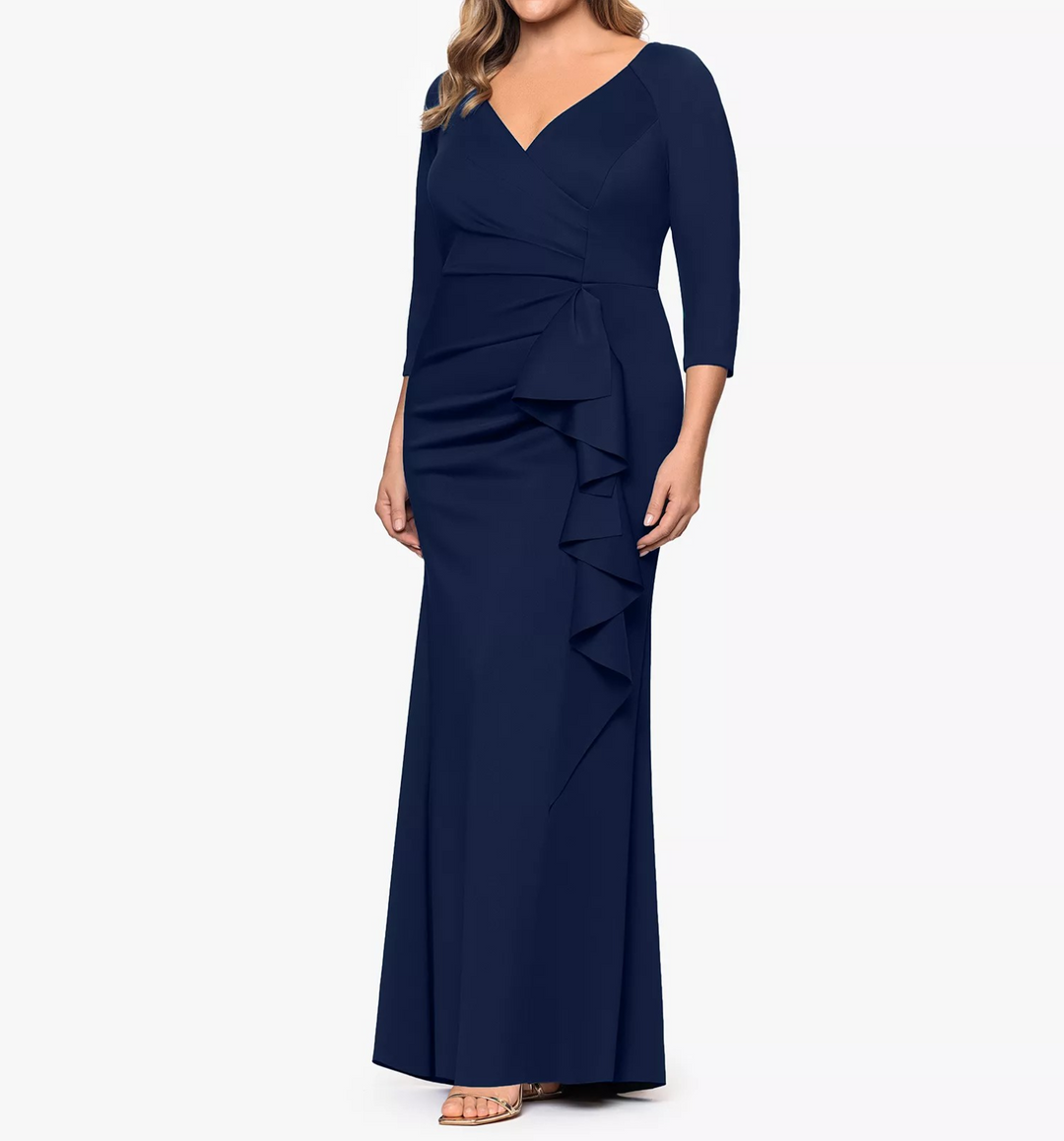 Xscape Plus Size Side-Ruffle Ruched Gown MSRP $269