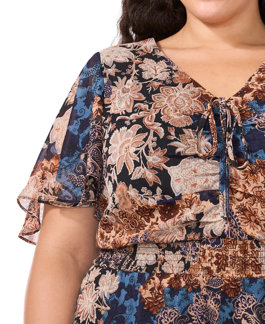 MSK Floral-Print Smocked Jumpsuit MSRP $99