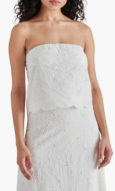 Steve Madden Amalia Strapless Cotton Eyelet Top MSRP $59