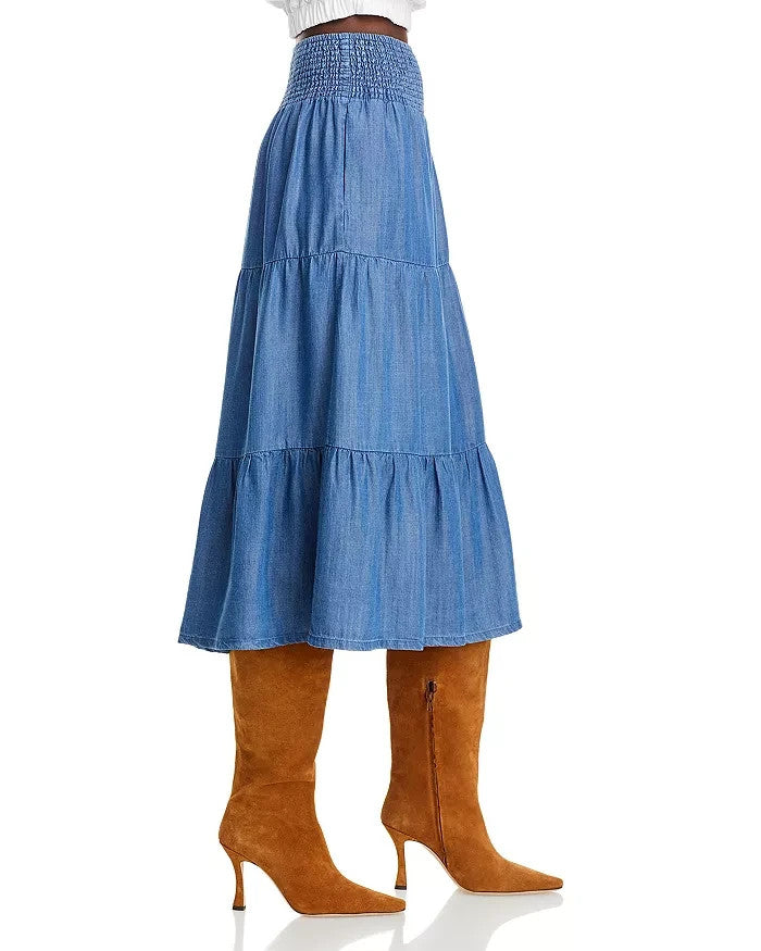 Marine Layer Corrinne Tiered Midi Skirt MSRP $118