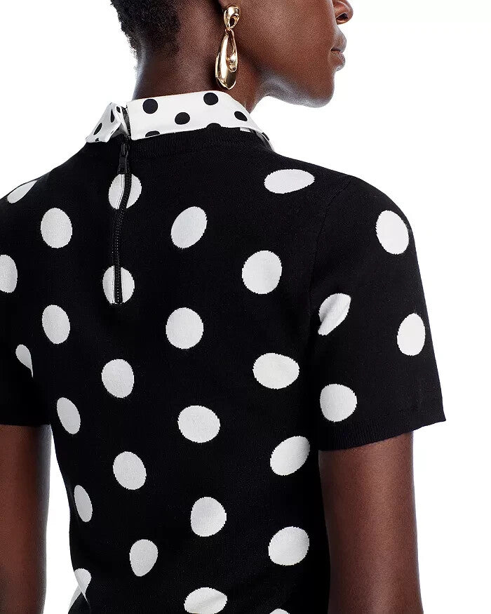 Alice and Olivia Aster Collared Short Sleeve Sweater Top MSRP $395 Size XS