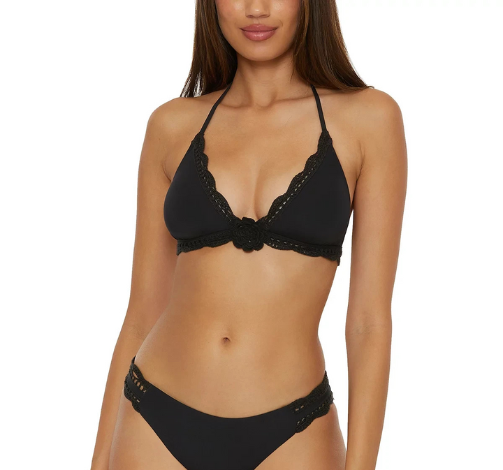 BECCA Colette Crochet Flower Halter Bikini Top MSRP $88