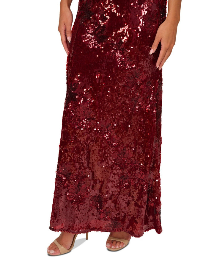 Adrianna Papell Square-Neck Sequin Gown MSRP $279