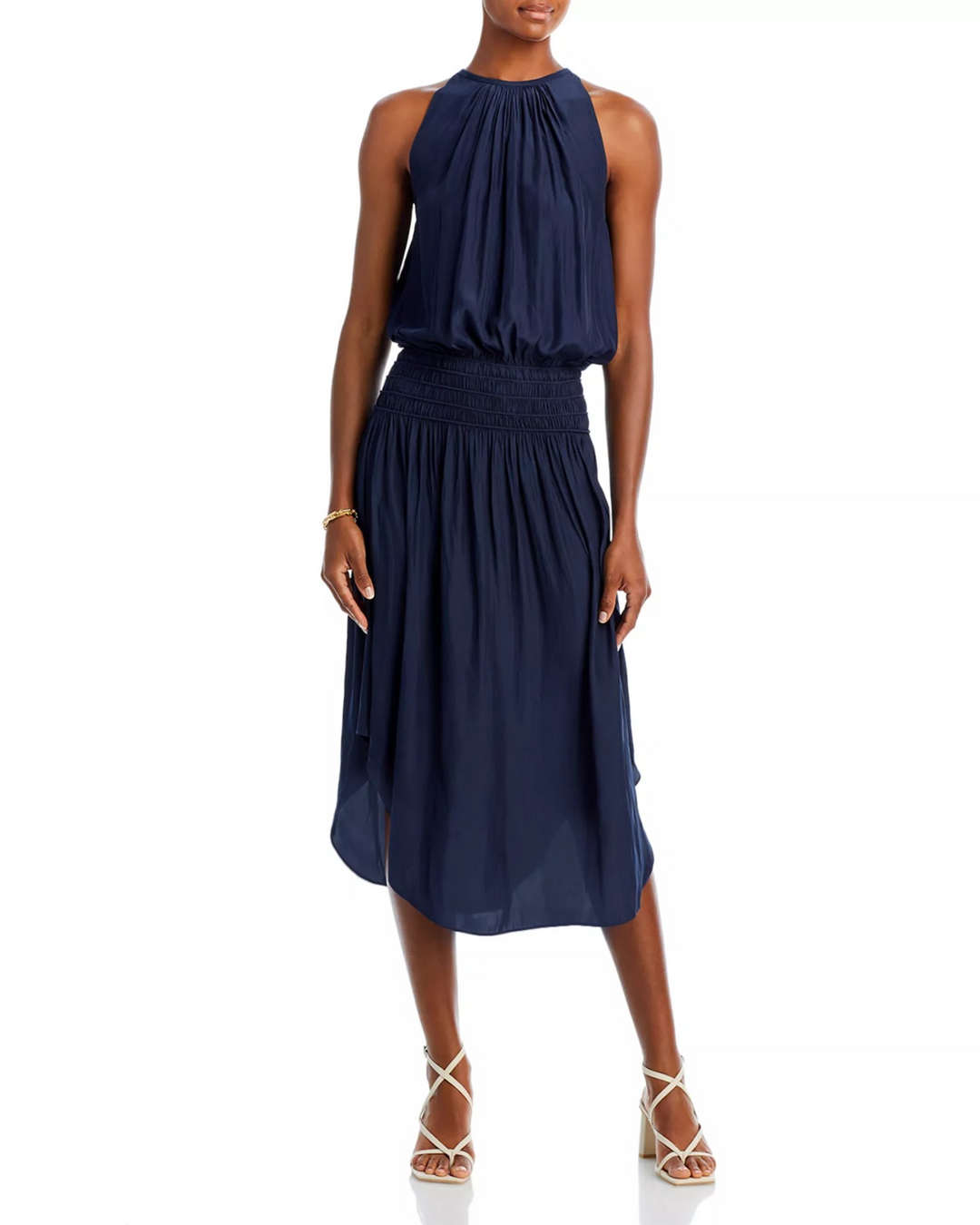 Ramy Brook Audrey Sleeveless Halter Drop Waist Midi Dress MSRP $425