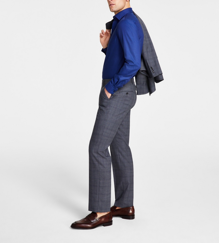 Michael Kors Plaid Classic-Fit Wool-Blend Stretch Suit Separate Pants MSRP $190