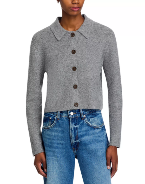 FRENCH CONNECTION Ellie Collared Knit Cardigan MSRP $138