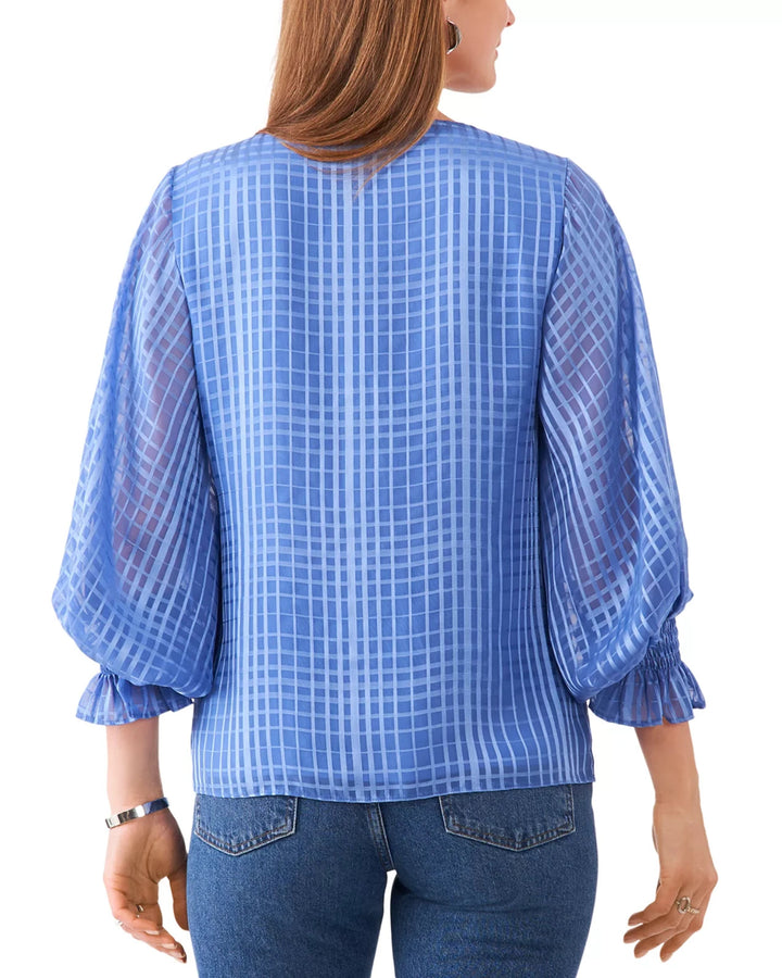 VINCE CAMUTO Printed Puff Sleeve Top MSRP $79