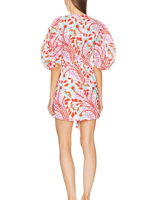 RHODE Pia Floral Print Cotton Mini Dress MSRP $445