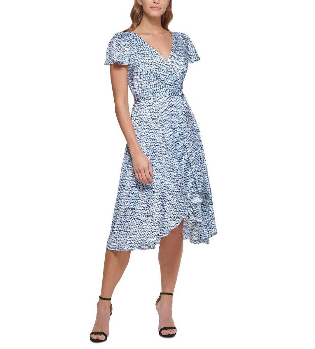 DKNY Printed Faux-Wrap Dress MSRP $129