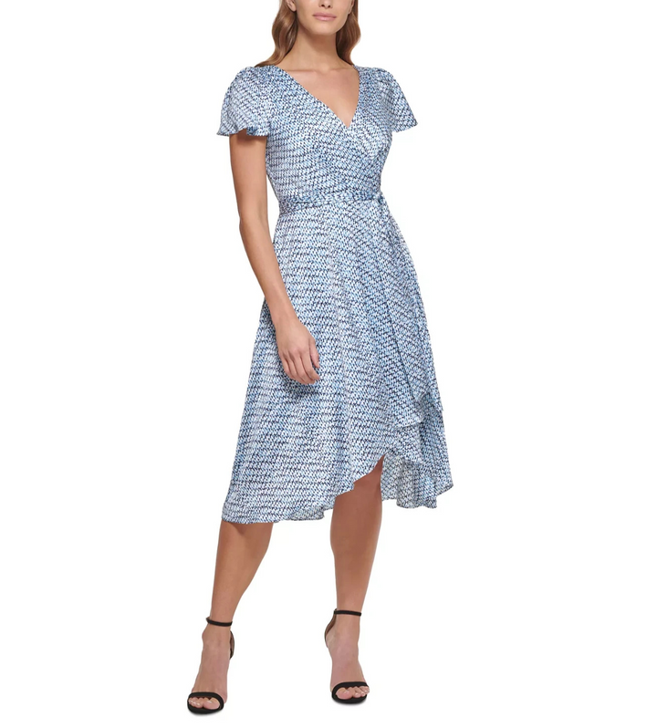 DKNY Printed Faux-Wrap Dress MSRP $129