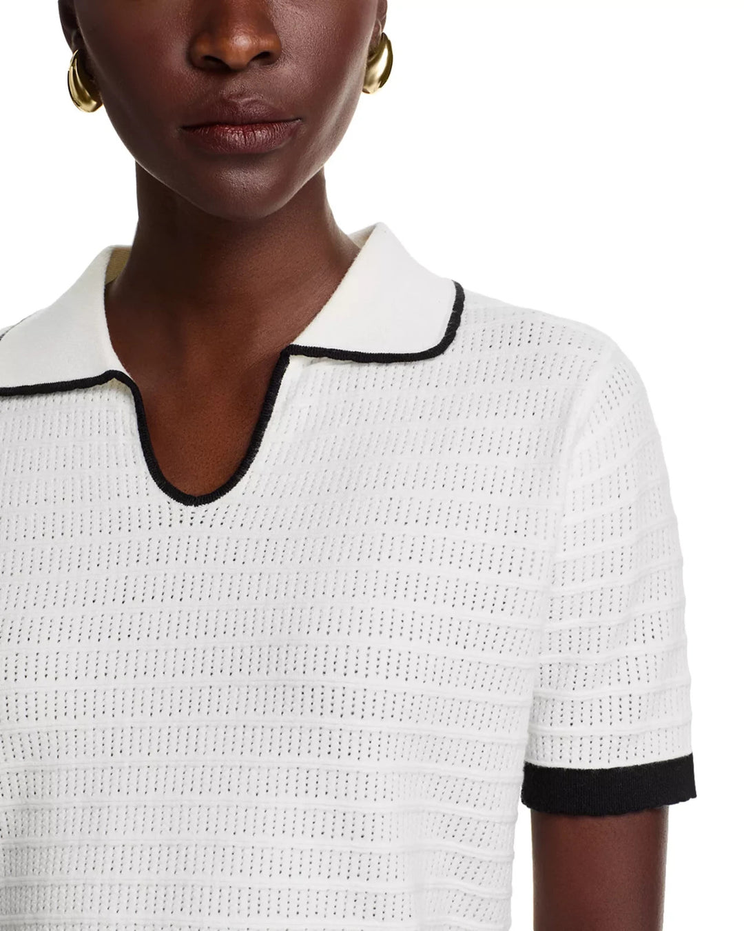 Vila MIlano Tipped Rib Knit Polo Sweater MSRP $128