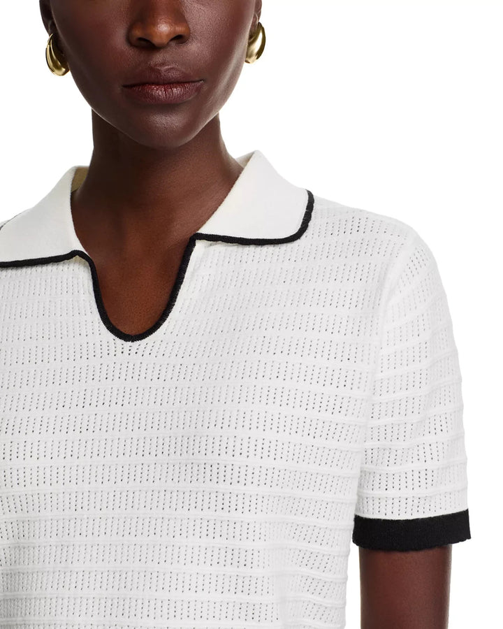 Vila MIlano Tipped Rib Knit Polo Sweater MSRP $128
