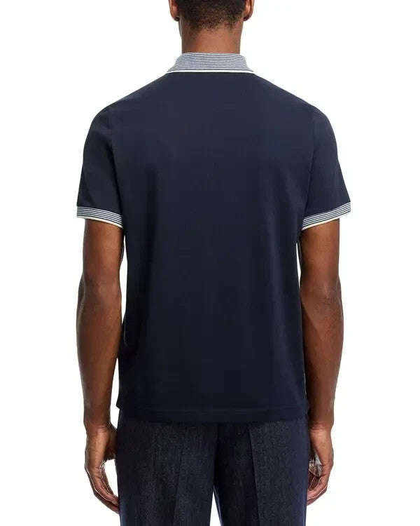 The Men's Store Striped Trim Cotton Polo Shirt MSRP $78