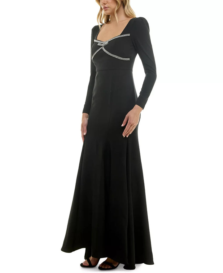 Taylor Women's Rhinestone-Trim Long-Sleeve Gown MSRP $268