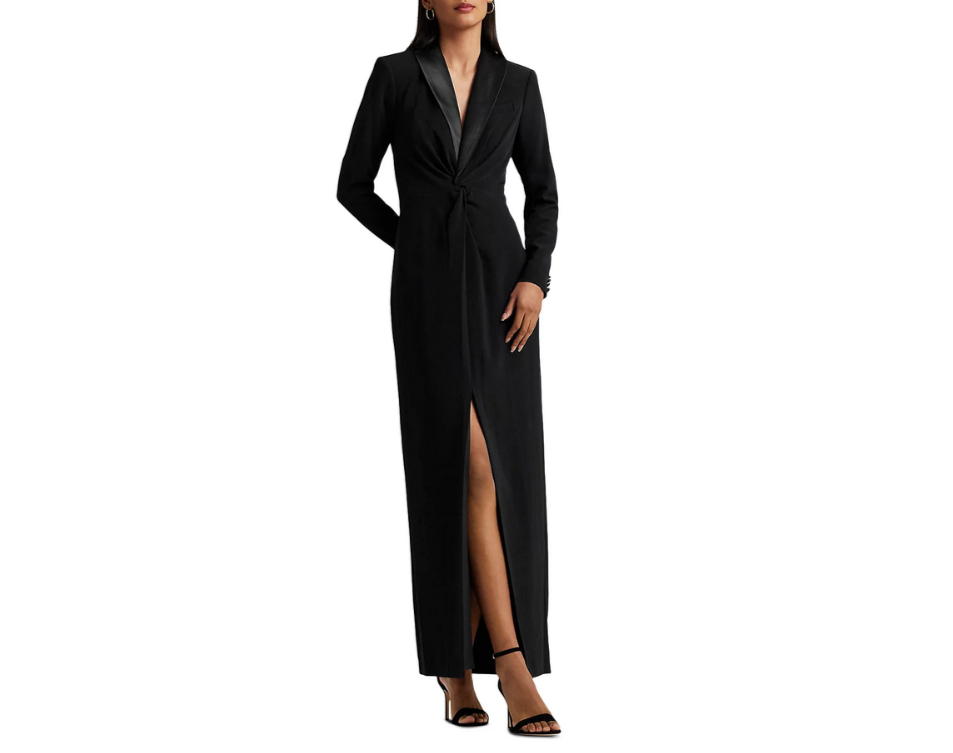 LAUREN Ralph Lauren Tuxedo Style Column Gown MSRP $345
