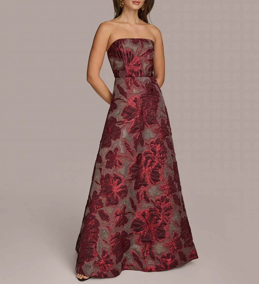 Donna Karan New York Women's Strapless Jacquard Ball Gown MSRP $289