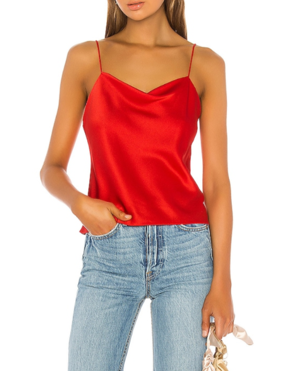 Alice + Olivia Harmon Drapey Satin Camisole