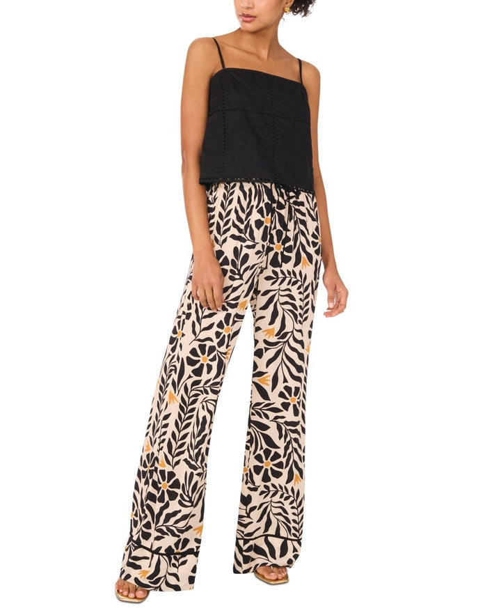 1.STATE Women's Embroidered Square Neck Sleeveless Blouse MSRP $99