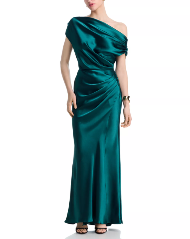 AQUA Satin Off The Shoulder Dress MSRP $238
