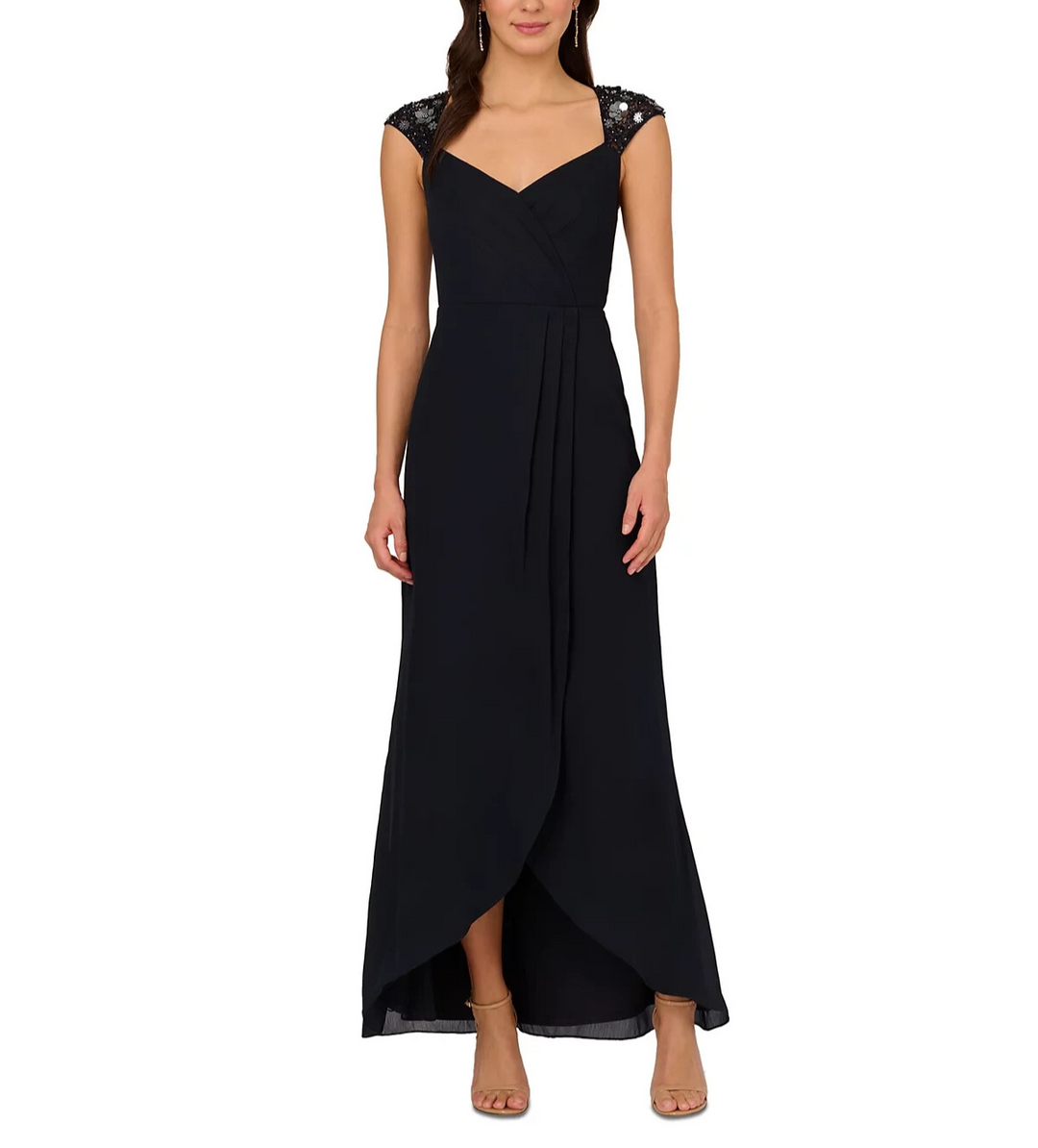Adrianna Papell Cap-Sleeve Chiffon Mermaid Gown MSRP $249