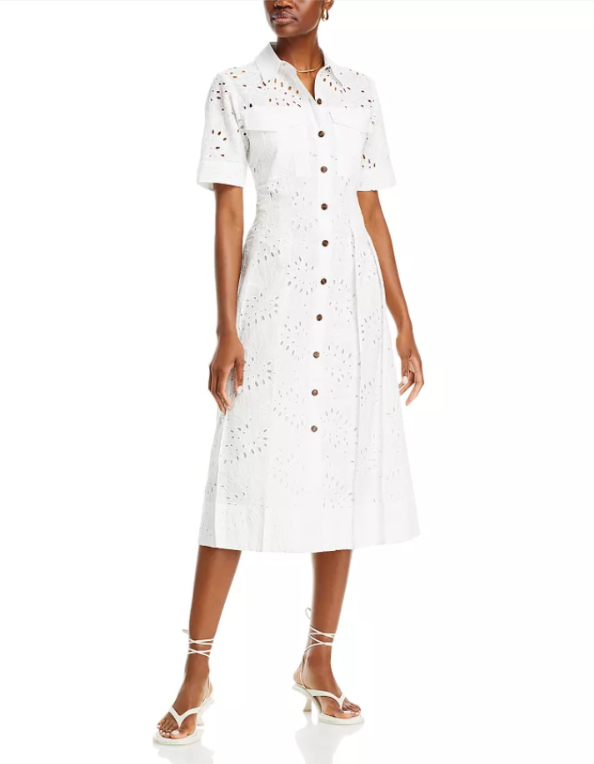 Derek Lam 10 Crosby Lincoln Short Sleeve Eyelet Dress MSRP $595