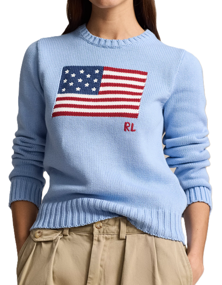 POLO Ralph Lauren Flag Cotton Crewneck Sweater MSRP $398