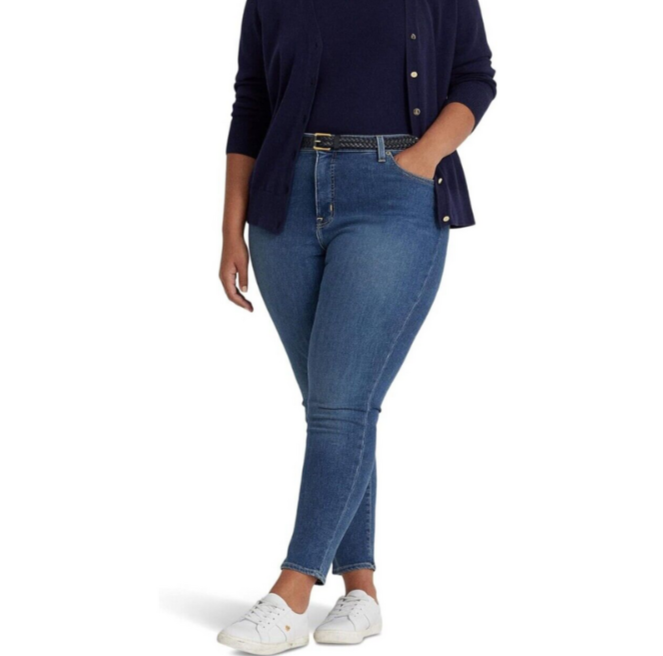 Lauren Ralph Lauren Plus-Size High-Rise Skinny Ankle Jeans MSRP $115