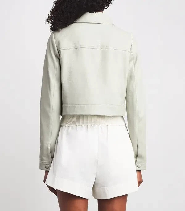 FRAME The Button Front Leather Jacket MSRP $1498