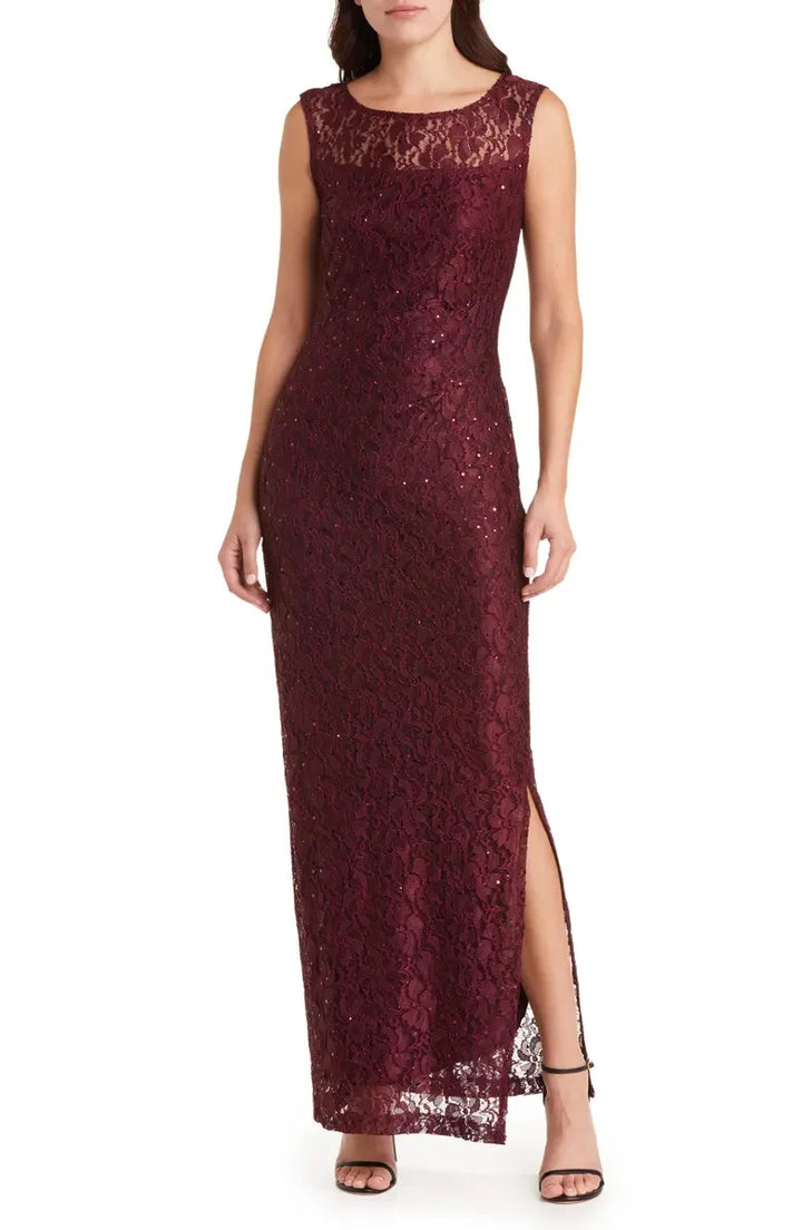 Connected Women's Sequined-Lace Boat-Neck Maxi Dress MSRP $109