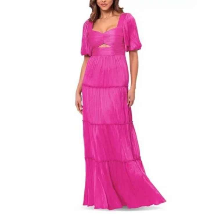 AQUA Pleated Cutout A Line Dress MSRP $308