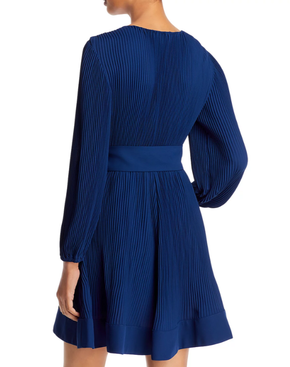 MILLY Liv Belted Pleated Dress MSRP $395