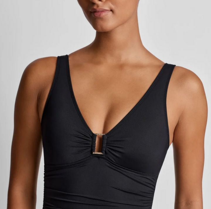 Lauren Ralph Lauren Ring Over The Shoulder Tummy Control One Piece Swimsuit $145