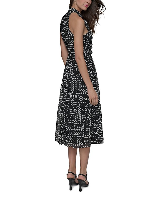 KARL LAGERFELD PARIS Printed Halter Neck Midi Dress MSRP $159