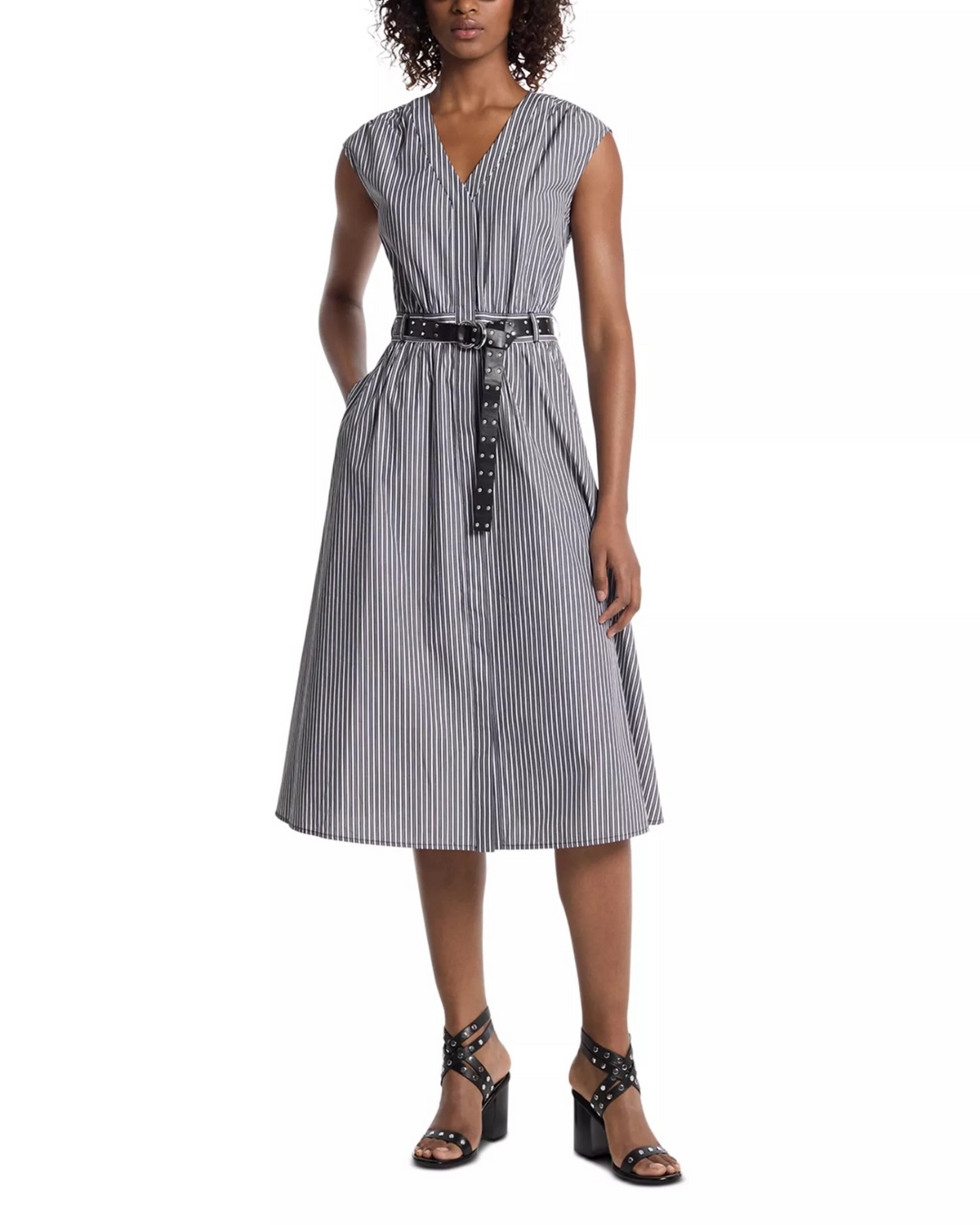 Michael Kors Graphic Stripe Midi Dress MSRP $328