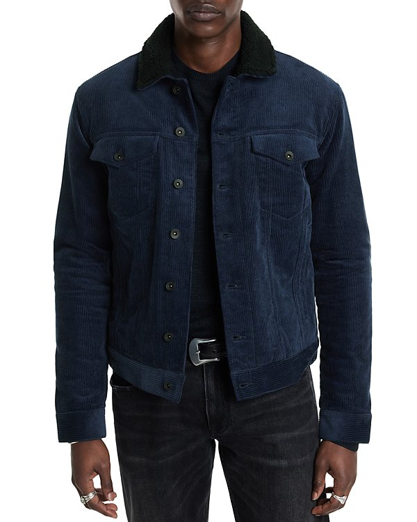 John Varvatos Sawyer Cotton Corduroy Sherpa Fleece Trucker Jacket MSRP $498