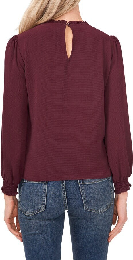 CeCe Pintucked Long-Sleeve Blouse MSRP $79