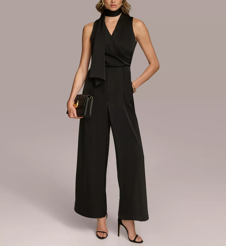 Donna Karan New York Women's Scarf-Neck Sleeveless Jumpsuit MSRP $209