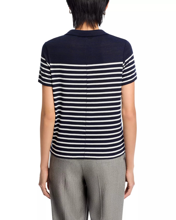 rag & bone The Knit Stripe Polo Top MSRP $178