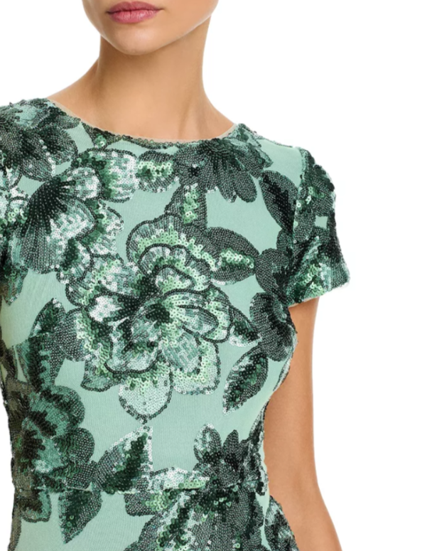 AQUA Floral Sequin Mesh Dress MSRP $298