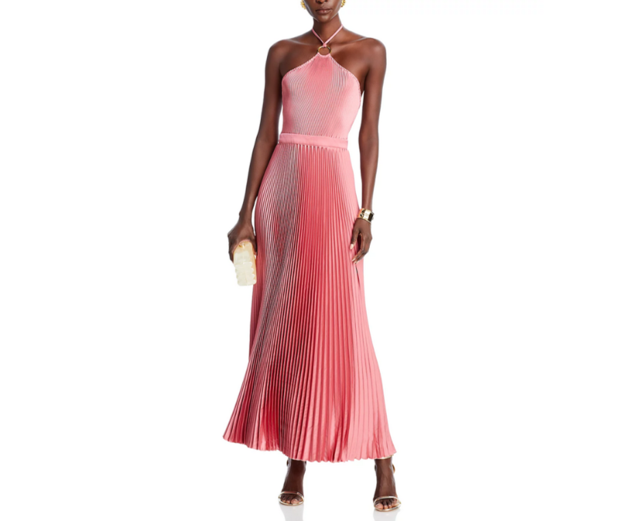 L'IDEE Cheri Pleated Halter Gown MSRP $455