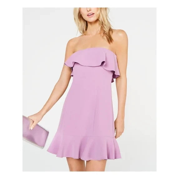 Rachel Zoe Womens Elaina Ruffled Strapless Mini Dress MSRP $395
