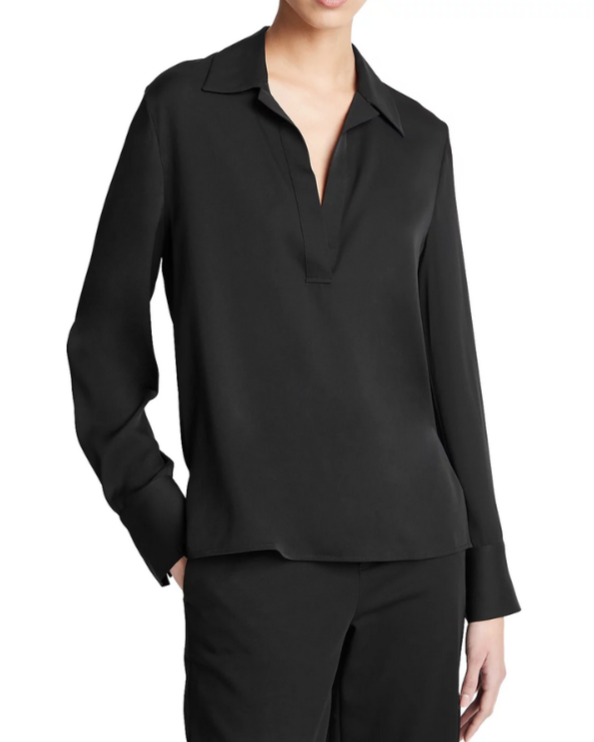 Vince Silk Stretch V Neck Top MSRP $395
